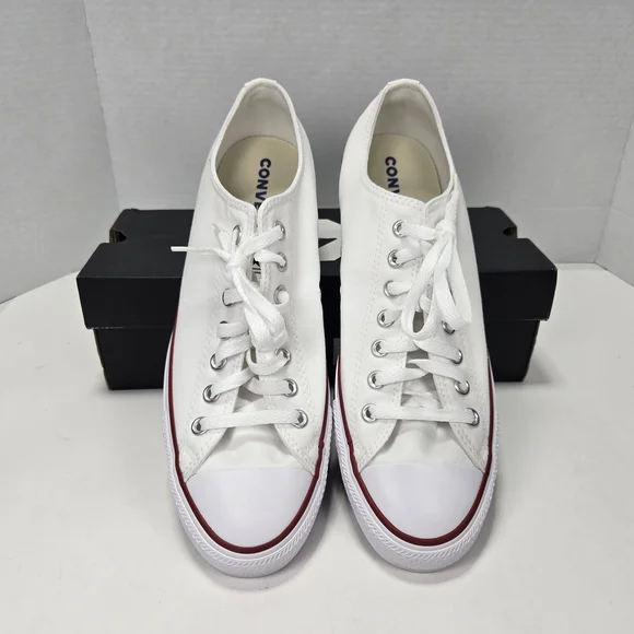 Converse Unisex Chuck Taylor All Star Low Top White Sneakers Men's 10 Women's 12 - Picture 4 of 14